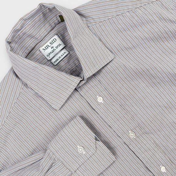 Gitman Bros Mr Sid Dress Shirt Mens 15 - 34 Striped Button Up Spread Made in USA - Picture 1 of 11